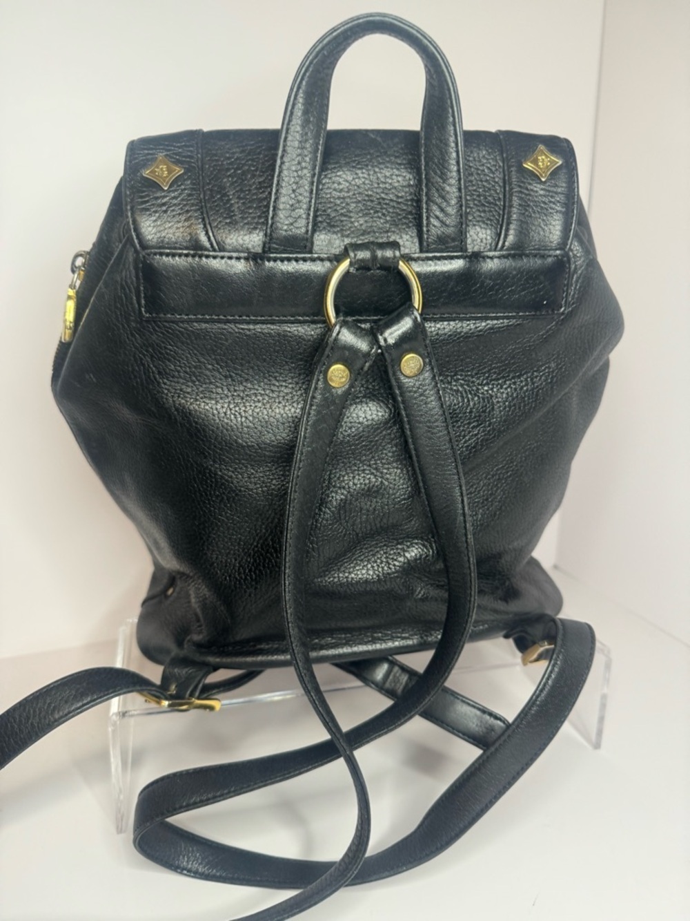 #291 MCM Black Leather Studded Backpack - Picture 4 of 16